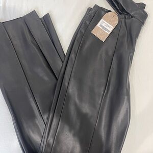Meshki Black Leather Pants